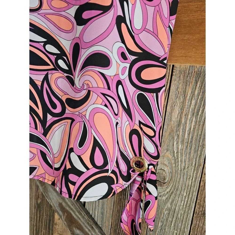 Michael kors side tie returns themed career casual colorful top M